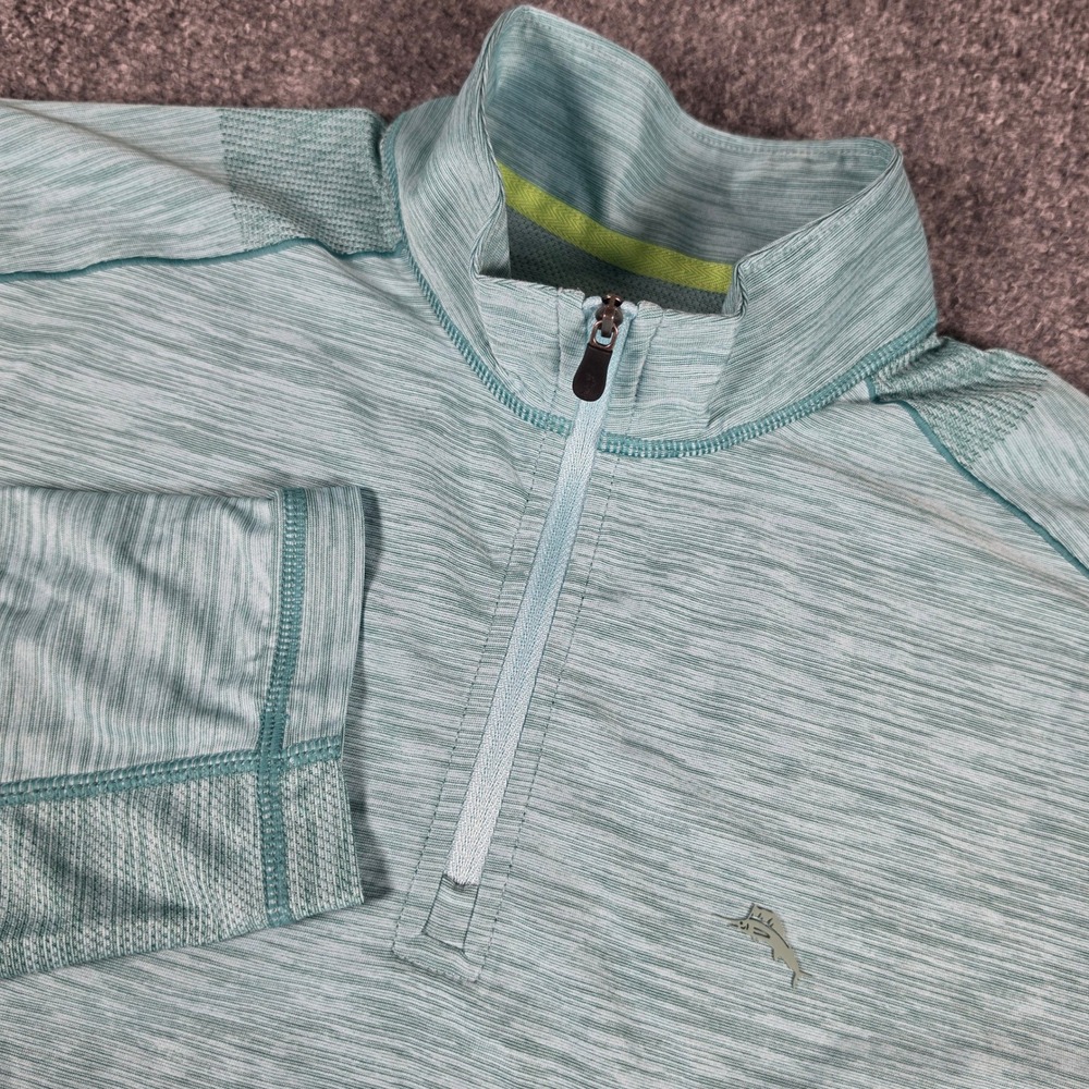Tommy Bahama IslandZone Quarter Zip Mens‎ Medium Teal Pullover Space Dye